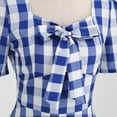 thumbnail image 6 of MOJOGO Sweet Sqaure Neck Dresses for Women Short Sleeve Bow Tunic Dress Plaid Maxi Dress for Party Summer Wear Blue 2XL, 6 of 6