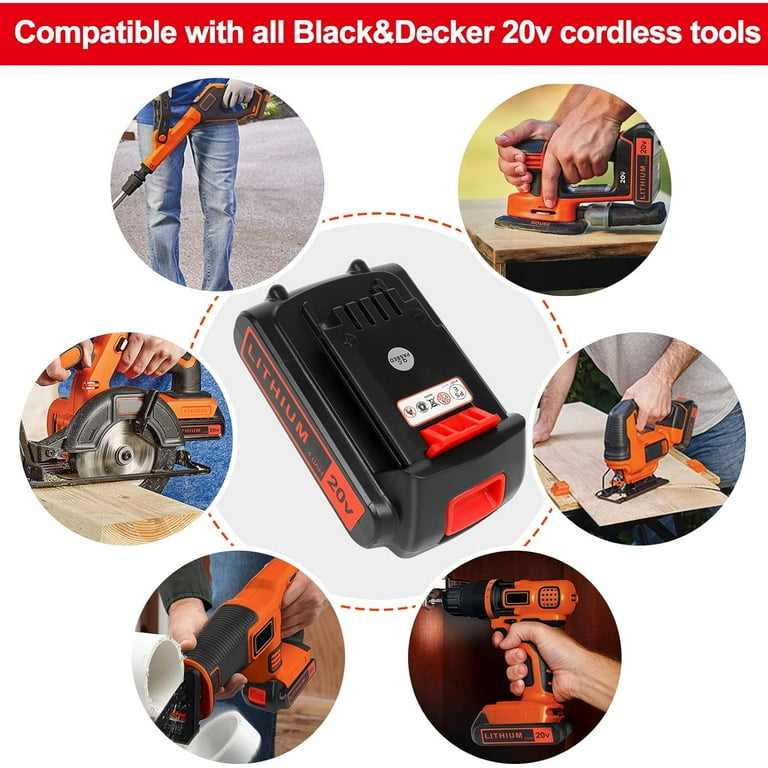 For BLACK DECKER 20Volt Max 4.0Ah Replacement Compatible with Cordless Power Tools Li ion 20volt Drill LBXR20 LBXR2020 LBX20 LBXR2520 LB2X4020