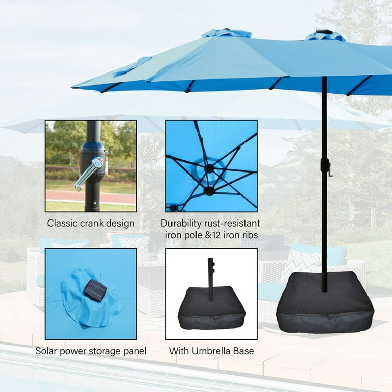 Yiwa Outdoor Patio Umbrellas With 3 Air Vents Crank & 12 Ribs - Walmart.com