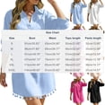 thumbnail image 3 of Fesfesfes Women's Tassel Hem Beach Cover Up Button Down Shirt Dress Oversized 3/4 Sleeve Swimsuit Cover Up Vacation Resort Wear Summer Bikini Beach Dress, 3 of 7