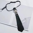 thumbnail image 3 of CSChome Imitation Leather Tie Faux Leather Necktie - Metal Buckle Pearl Flower Design Adjustable Japanese Punk Style, 3 of 6