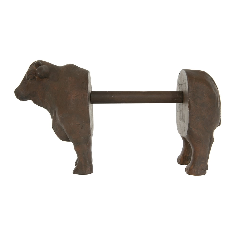 Creative Coop Cow Paper Towel Holder Entertaining Tools, Brown