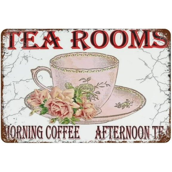 5.5x8 Inch Retro Tea Room Sign Fresh Tea Here Sign Retro Cafe Sign Afternoon Tes For Nursery Farmhouse Bedroom Office Cafe Home Coffee Bar Pub Kitchen Bathroom Garden Yard Funny Wall Art Decor