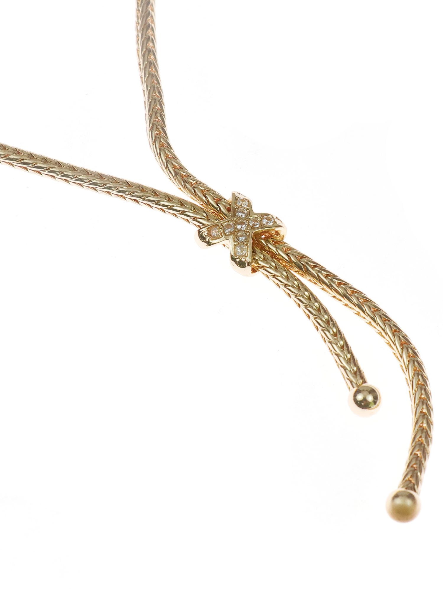 Time and Tru Gold Y Lariat Necklace with Stone (Women's)