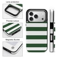 thumbnail image 3 of Green White Horizontal Striped Pattern Leather Wallet Case for iPhone 14 Pro Wallet Case Card Holder Flip, 3 of 8