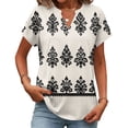 thumbnail image 2 of BOMYJESK Women's Tops Short Sleeve V Neck T Shirts Business Casual Western Ethnic Style Basic Blouses 2026 Spring Trendy Going Out Loose Fit Outfits Beige L, 2 of 7