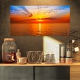 thumbnail image 1 of Orange Sea Sunrise under Blue Sky - Large Seashore Canvas Print, 1 of 3