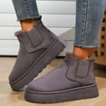 thumbnail image 2 of Dasayo Round Toe Woman Boots Hiking Ankle Gray Comfortable Flat Non Slip Booties Shoes for Women 41, 2 of 3