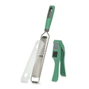 Tasty Grater and Garlic Press Set with Stainless Steel Blades, Green