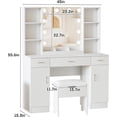 thumbnail image 6 of Vabches Modern Vanity Desk Set with Large Mirror and Stool, Large Makeup Table Set with 3 Drawers, 2 Cabinets & Storage Stool, Adjustable Lighting Colors, 6 of 8