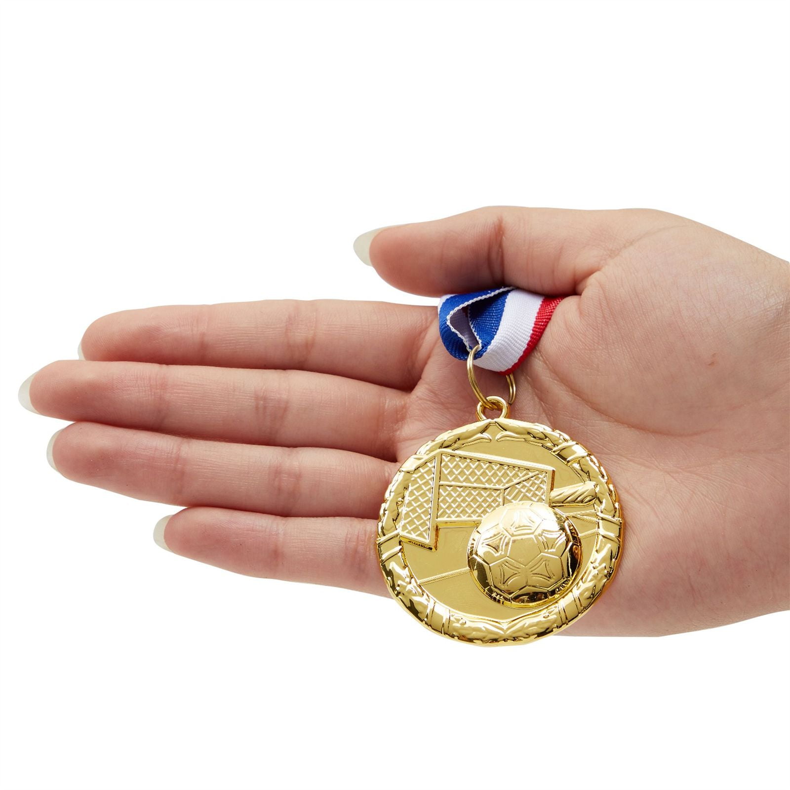 FREE ENGRAVING Football Gold Star Metal Medal With FREE RIBBON