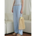 thumbnail image 6 of Rdhnmea Womens Striped Pants Mini Flower Elastic Waistband Wide Leg Trousers, 6 of 9