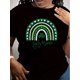 thumbnail image 1 of Camiseta "Mamá Afortunada" para mujer del Día de San Patricio - Blanca, con estampado de Puente Arcoíris y Trébol de Cuatro Hojas, Cuello Redondo, Manga Corta, Camiseta Casual para Primavera/Verano, C, 1 of 8