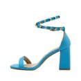 thumbnail image 4 of Sandalias de tacón grueso y alto con diseño de cinta cruzada al tobillo con estoperoles para mujer, 4 of 5