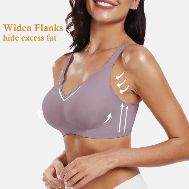 Womens Seamless Bras No Underwire Scalloped Push Up Bras Soft Wireless Comfort Bralettes Full Coverage Everyday Bra