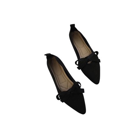 

Crocowalk Womens Slip On Pointed Toe Flat Shoes Mesh Flats Ladies Dress Shoe Walking Cozy Bowknot Black 8