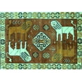 thumbnail image 1 of Ahgly Company Machine Washable Indoor Rectangle Animal Turquoise Blue Traditional Area Rugs, 7' x 9', 1 of 4