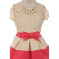 thumbnail image 3 of Dainty Lace Bow Stripe Necklace Big Girl Flower Girls Dresses (20JK16S) Coral 14, 3 of 3