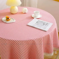 Eespoir Cottons And Linen Plaid Tablecloth, Washable Thick Plaid Tablecloth with Tassels, for Dining Tables, Kitchen Tables, Cafes, Weddings, Brunches