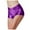 Purple, variant on Women's Leather Rave Shorts - High Waist, Metallic Glossy, Sexy Club Dance Wear