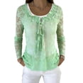 thumbnail image 2 of Bixock Summer Women's Tops,Long Sleeve Shirts for Women,Blouse for Women Solid Color Crew Neck Long Sleeve Back Lace Pullover Tops, 2 of 6