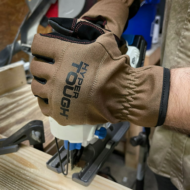 Hyper Tough Duck Canvas, Utility Work Gloves, Brown, Men's Large 