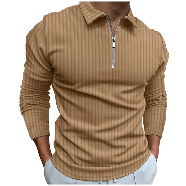 KIHOUT Chandails de Printemps et d'Hiver pour Hommes, Blouse Décontractée Unie à Col Rabattu, Chandail à Fermeture Éclair à Haute Élasticité, Taille P-3TG