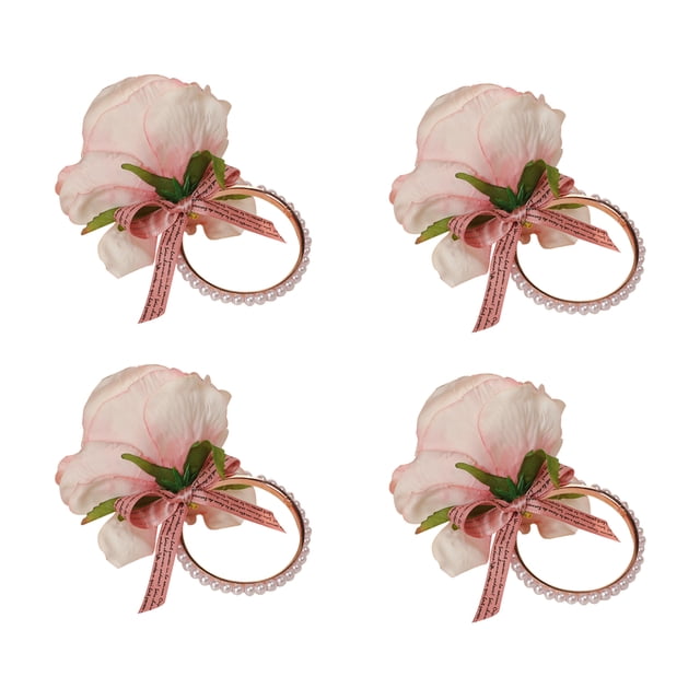 Juego de Servilleteros de Flores Artesanales Servilleteros Florales para Decoración de Mesa de Boda Anillo de Perlas de Flor Rosa ANGGREK Otros