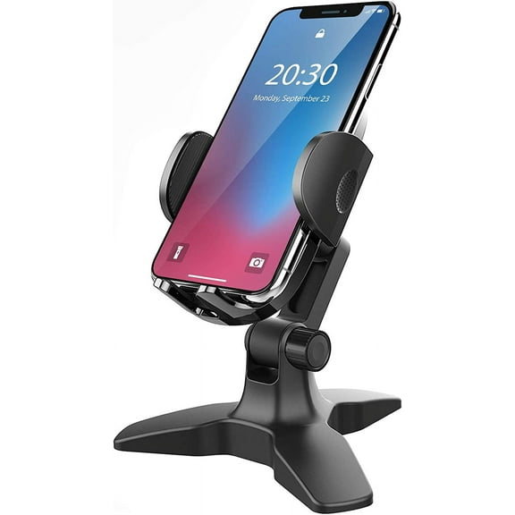 Cell Phone Stand for Desk Adjustable Desktop Phone Stand Thick Case Friendly Cellphone Holder Desk Heavy Duty Phone Cradle for Video Recording Office Home Compatible with 4.7-7” Smartphone