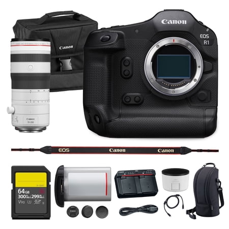 Canon EOS R1 Mirrorless Camera Flagship Full Frame 24.2MP Sensor 6K Video Dual Pixel AF High Speed Shooting Professional (6577C002) | Canon RF 70-200mm f/2.8 L IS USM Z Lens | 240GB Card