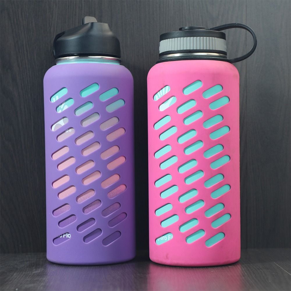 Water Bottle Silicone Sleeve Anti ion Cover Durable Cup Cover Thick  Insulated Bottle , Pink, 18oz Pink 18oz 