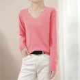 thumbnail image 2 of TRUBKH Womens Sweaters Long Sleeve Shirts V Neck Tops Going Out Tops Tunic Tops Blouse Relaxed Fit Business Casual Outfits for Women Knit Tops for Women Layered Sweaters Fashion Clothing Pink XL, 2 of 4