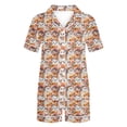 thumbnail image 5 of Tnhcen Women's Halloween Cute Print Pajama Set Short Sleeve Collared Button Up Shorts Sleepwear Comfortable Home Wear S-2XL Khaki, 5 of 8