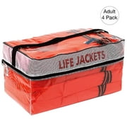 Kemp USAA Type II Life Jackets, 4-Pack in Carry Case, Orange, Adult