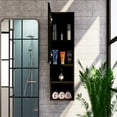 thumbnail image 3 of DUOSONG Medicine Single Door Cabinet 32" H, Two External Shelves, Two Interior Shelves, Black Black Particle Board Bath & Faucets Bathroom Storage, 3 of 7