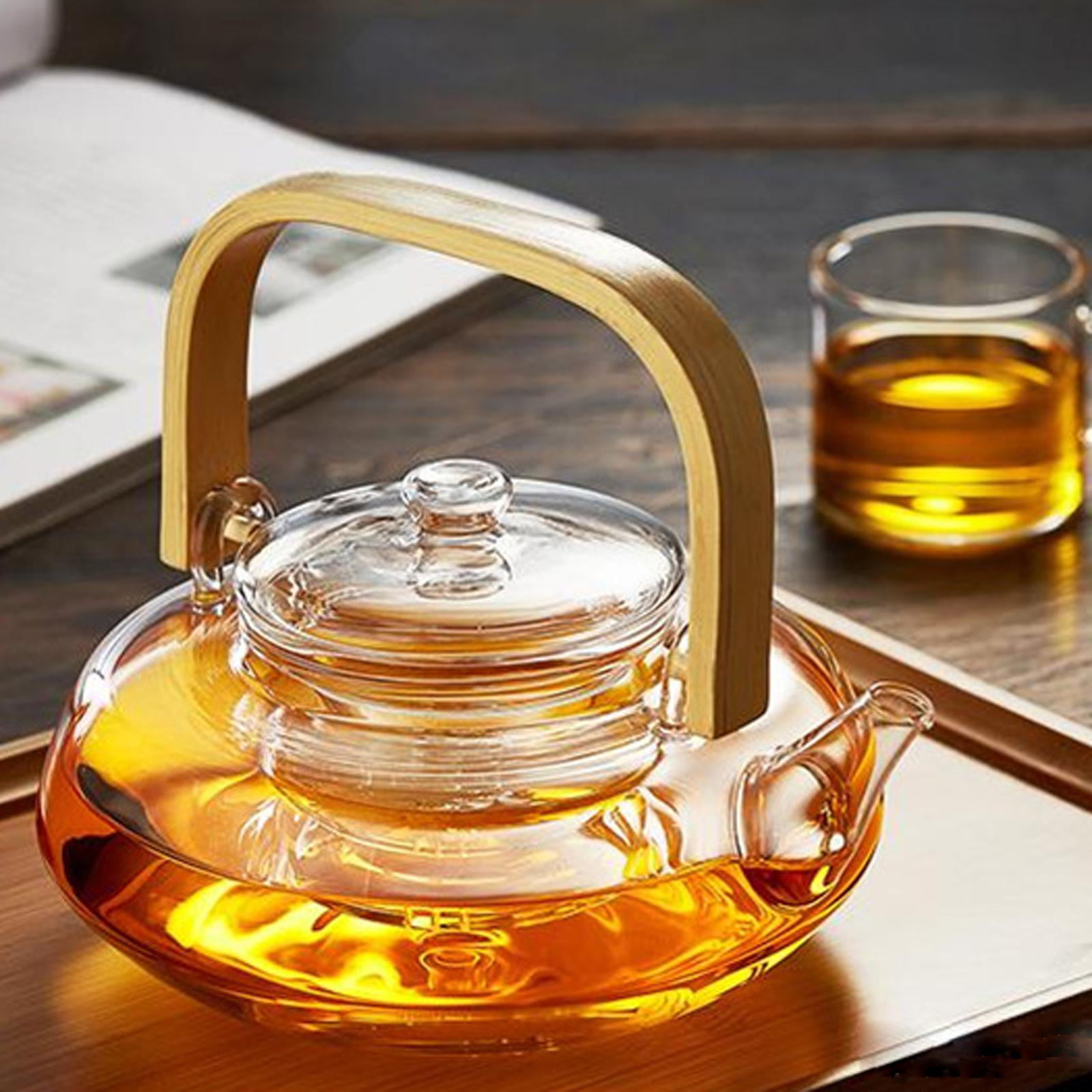 800ml Clear Hand Blown Glass Tea Kettle Stovetop Safe Household