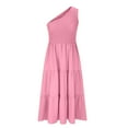 thumbnail image 4 of ATOYSOY Women's Tea Length A Line Dress Beach Sundress Drop Waist Tiered One Shoulder Elastic Sleeveless Elegant Casual Ruffle Flowy Dress for Girls, 4 of 7