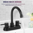 thumbnail image 3 of 4 Inch 2 Handle Centerset Matte Black Modern Bathroom Faucet 360 Swivel Spout Bathroom Vanity Sink Faucet with Pop Up Drain and Water Supply, 3 of 16