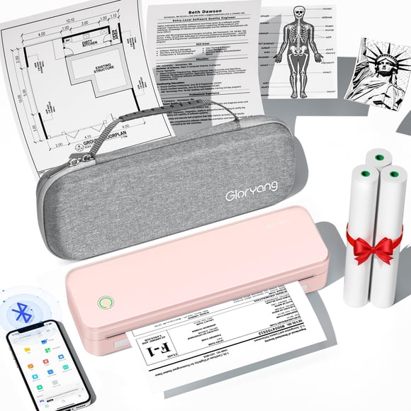 Impresora portátil Gloryang Inkless para viajes Bluetooth Pink