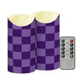 thumbnail image 2 of Purple Checked Pattern Flameless Candles 2 PCS with Remote Realistic Moving Flame LED Tapered Pillar Set for Home Decor, 2 of 7