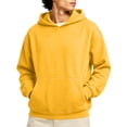 thumbnail image 2 of Nestiefly Men's Athletic Hoodies Fleece Plain Pullover Comfort Oversized Streetwear Fall Travel Drop Shoulder Sweatshirt Yellow M, 2 of 5