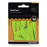 WallClaw Drywall Anchor, Hammer-in Anchor, 1/2" and 5/8" Drywall, Nylon, 10 Sets