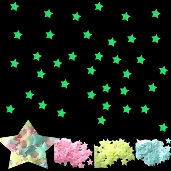 Glow in The Dark Star Stickers for Ceiling,100 Pcs,Glow in The Dark Glows Stickers Small Glowing Stars for Bedroom 3D Room Wall Decor Ceiling Stars Room Wall(Mixing Red,Yellow,Blue)