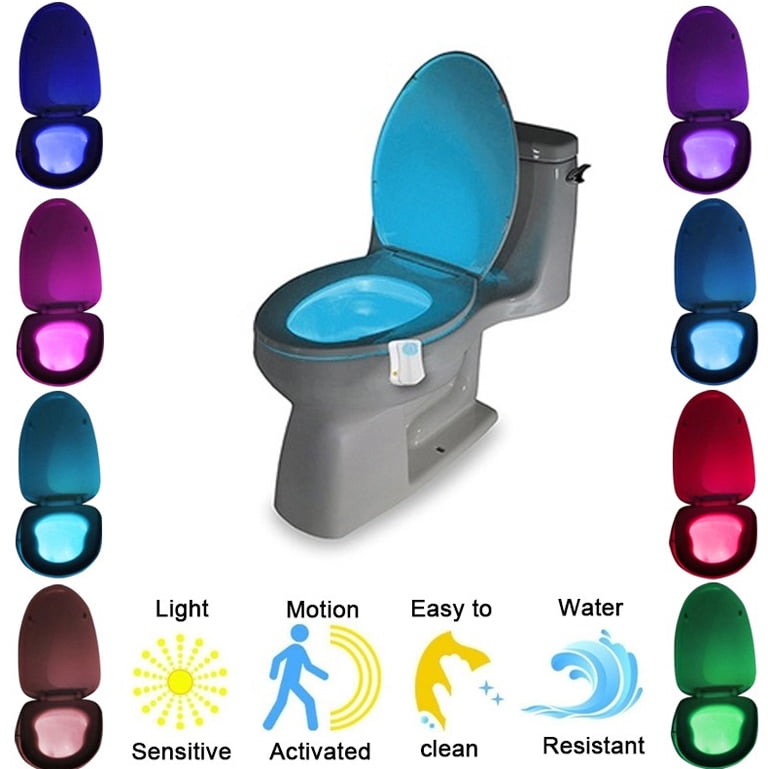 8 Color Lamps Toilet Bowl Night Light LED Motion Activated Seat Sensor Bathroom 