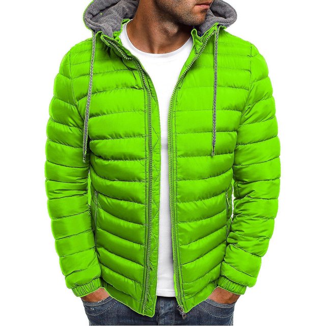 Chaqueta acolchada con capucha y manga larga para hombre, chaqueta acolchada, abrigo cálido de invierno con cremallera
