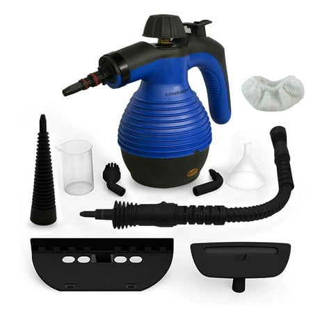 Comforday Handheld Pressurized Steam Cleaner Multi-Purpose Electric Steam Cleaner plus 9 Assorted attachments and Accessories with Long Spray Nozzle, Round Brush Nozzle + More (Best Vapor Steam Cleaner)