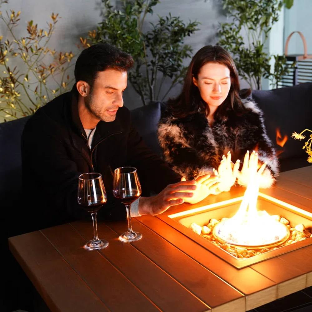 Grand Patio 55''Outdoor Gas Fire Pit Table, 40000 BTU Patio Propane Fire Pit with 2 Tier Shelves