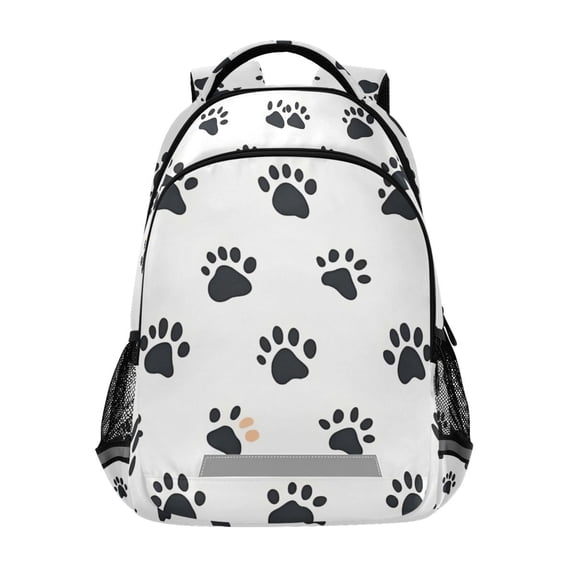 FORMRS Kids School Backpack Elementary Student Unisex Travel Bookbag with Reflective Stripes, Black Cartoon Cat Paw