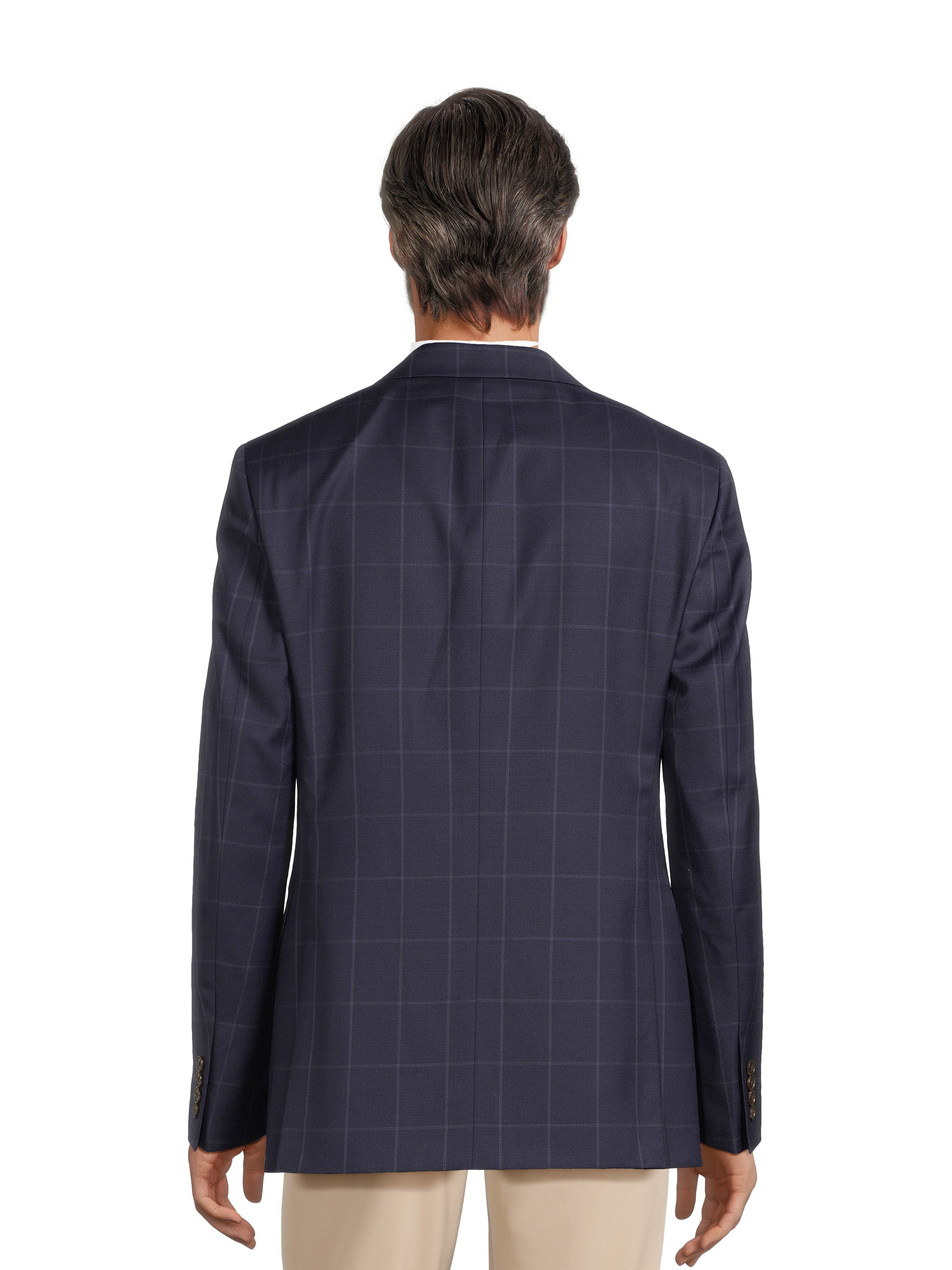 Lands' End Men's Deep Sea Navy Windowpane Sport Coat
