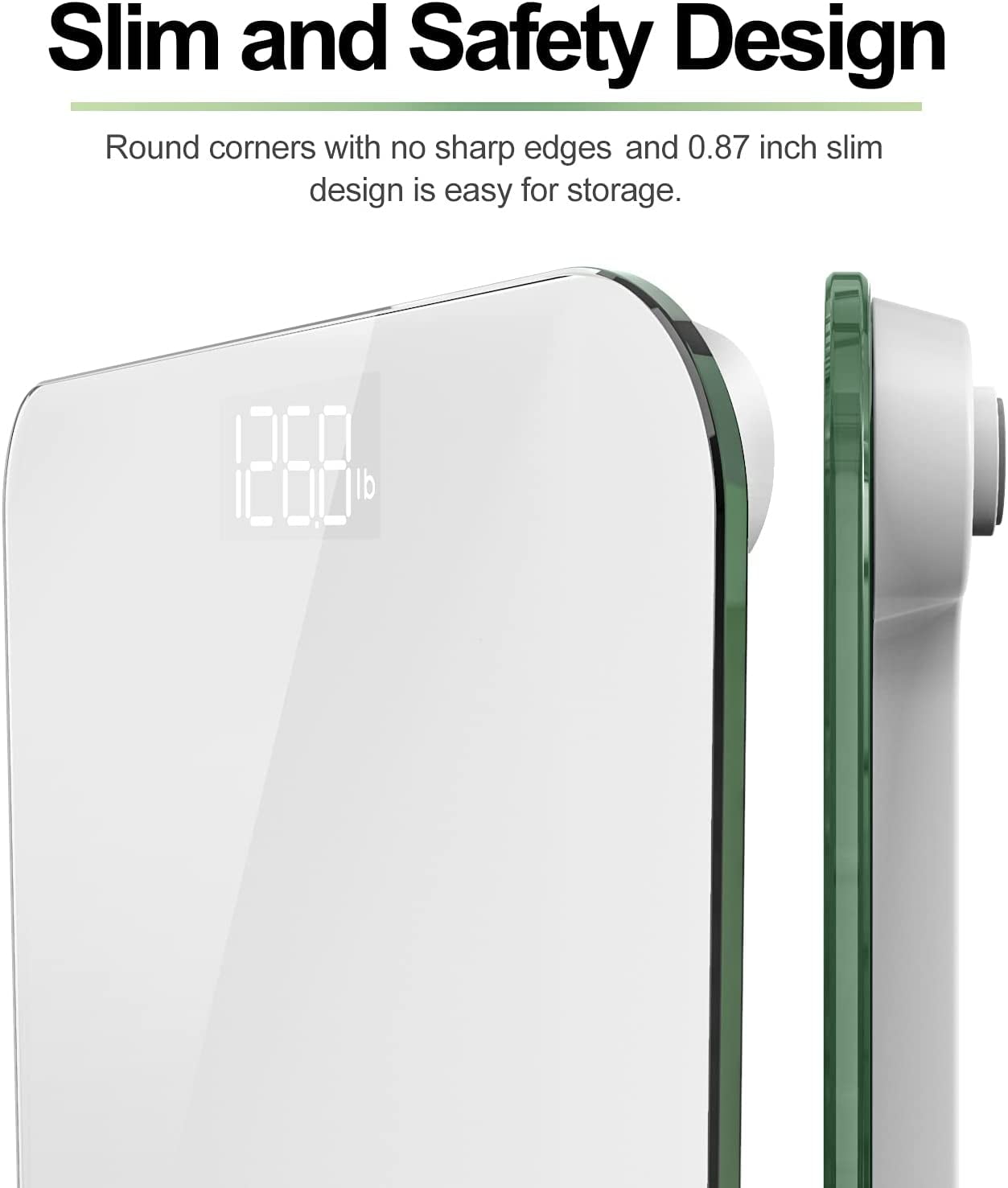 RENPHO Báscula digital de baño, báscula de peso corporal de alta precisión  con pantalla LED iluminada, diseño de esquina redonda, 400 libras, núcleo